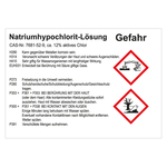 GHS Gefahrstoffetikett Natriumhypochlorit-Lösung für interne Verwendung Chromopapier tiefkühlgeeignet 74 x 52 mm 500 Stück/Rolle