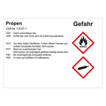GHS Gefahrstoffetikett Propen für interne Verwendung Chromopapier tiefkühlgeeignet 148 x 105 mm 100 Stück/Rolle