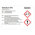 GHS Gefahrstoffetikett Salzsäure 30% für interne Verwendung Chromopapier tiefkühlgeeignet 74 x 52 mm 500 Stück/Rolle