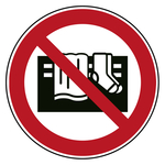 Verbotszeichen Ger&auml;t nicht abdecken DIN EN ISO 7010 P081 Folie &Oslash; 20 mm 16 St&uuml;ck/Bogen