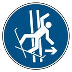 Gebotszeichen Im Fall eines Sturzes Schleppspur sofort verlassen DIN EN ISO 7010 M035