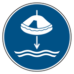 Gebotszeichen Rettungsflo&szlig; fieren beim Aussetzvorgang DIN EN ISO 7010 M040