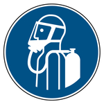 Gebotszeichen Umgebungsluftunabh&auml;ngigen Atemschutz benutzen DIN EN ISO 7010 M047