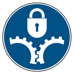 Gebotszeichen Bewegliche Maschinenteile sperren DIN EN ISO 7010 M068 Kunststoff &Oslash; 100 mm Einzelschild