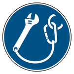 Gebotszeichen Werkzeuge einhaken DIN EN ISO 7010 M069 Aluminium Verbundplatte 3 mm &Oslash; 300 mm Einzelschild