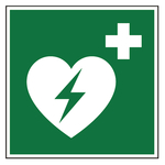 Rettungszeichen Automatisierter externer Defibrillator DIN EN ISO 7010 E010 Aluminium Verbundplatte 3 mm 400 x 400 mm Einzelschild