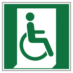 Rettungszeichen Rettungsweg Rollstuhlfahrer rechts DIN EN ISO 7010 E030 Aluminium Verbundplatte 3 mm 200 x 200 mm Einzelschild