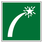 Rettungszeichen Signalrakete DIN EN ISO 7010 E048 Aluminium Verbundplatte 3 mm 150 x 150 mm Einzelschild