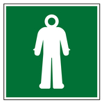 Rettungszeichen &Uuml;berlebensanzug DIN EN ISO 7010 E056 Aluminium Verbundplatte 3 mm 200 x 200 mm Einzelschild