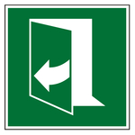 Rettungszeichen T&uuml;r &ouml;ffnet durch Ziehen auf der rechten Seite DIN EN ISO 7010 E058 Chromopapier tiefk&uuml;hlgeeignet 150 x 150 mm Einzeletikett