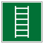 Rettungszeichen Fluchtleiter DIN EN ISO 7010 E059 Chromopapier tiefk&uuml;hlgeeignet 200 x 200 mm Einzeletikett