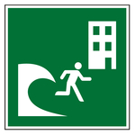 Rettungszeichen Tsunami-Zufluchtsgeb&auml;ude DIN EN ISO 7010 E063 Kunststoff 150 x 150 mm Einzelschild