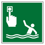 Rettungszeichen Meldestelle f&uuml;r &uuml;ber Bord gegangene Personen DIN EN ISO 7010 E069 Kunststoff 400 x 400 mm Einzelschild