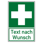 Rettungszeichen Erste Hilfe mit Text nach Wunsch Kombischild Aluminium Verbundplatte 3 mm 200 x 300 mm Einzelschild