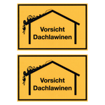 2er Pack Warnschild Hinweisschild "Vorsicht Dachlawinen" Kunststoff 20 x 30 cm
