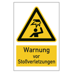 Warnzeichen Warnung vor Sto&szlig;verletzungen Kombischild