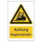 Warnzeichen Achtung Staplerverkehr Kombischild Aluminium Verbundplatte 3 mm 400 x 600 mm Einzelschild