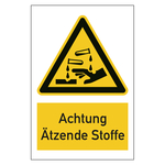 Warnzeichen Achtung &Auml;tzende Stoffe Kombischild Kunststoff 200 x 300 mm Einzelschild