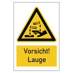 Warnzeichen Vorsicht! Lauge Kombischild Kunststoff 200 x 300 mm Einzelschild