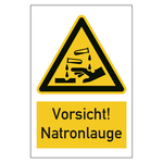 Warnzeichen Vorsicht! Natronlauge Kombischild Aluminium Verbundplatte 3 mm 200 x 300 mm Einzelschild