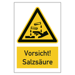 Warnzeichen Vorsicht! Salzs&auml;ure Kombischild Aluminium Verbundplatte 3 mm 400 x 600 mm Einzelschild