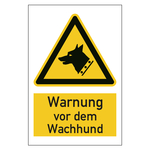Warnzeichen Warnung vor dem Wachhund Kombischild Chromopapier tiefk&uuml;hlgeeignet 200 x 300 mm Einzeletikett