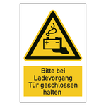 Warnzeichen Bitte bei Ladevorgang T&uuml;r geschlossen halten Kombischild Aluminium Verbundplatte 3 mm 400 x 600 mm Einzelschild