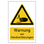 Warnzeichen Warnung vor Handverletzungen Kombischild Folie 200 x 300 mm Einzeletikett