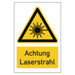 Warnzeichen Achtung Laserstrahl Kombischild Folie 150 x 200 mm Einzeletikett