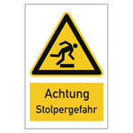 Warnzeichen Achtung Stolpergefahr Kombischild