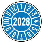 Jahrespr&uuml;fplakette Blau Jahr 2028 Chromopapier tiefk&uuml;hlgeeignet &Oslash; 60 mm 500 St&uuml;ck/Rolle