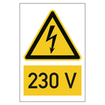 Warnzeichen Spannungskennzeichnung 230V Kombischild
