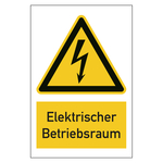 Warnzeichen Elektrischer Betriebsraum Kombischild Folie 150 x 200 mm Einzeletikett