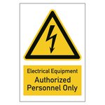 Warnzeichen Electrical Equipment Authorized Personnel Only Kombischild