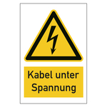 Warnzeichen Kabel unter Spannung Kombischild Folie 150 x 200 mm Einzeletikett