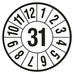 Jahrespr&uuml;fplaketten Wei&szlig; Jahr 31 Folie abl&ouml;sbar &Oslash; 60 mm 500 St&uuml;ck/Rolle