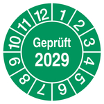 Pr&uuml;fplaketten Gepr&uuml;ft 2029 Gr&uuml;n Folie abl&ouml;sbar &Oslash; 20 mm 100 St&uuml;ck/Rolle