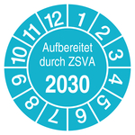 Pr&uuml;fplaketten Aufbereitet durch ZSVA 2030 T&uuml;rkis Folie abl&ouml;sbar &Oslash; 60 mm 4 St&uuml;ck/Bogen