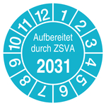 Pr&uuml;fplaketten Aufbereitet durch ZSVA 2031 T&uuml;rkis Folie &Oslash; 30 mm 100 St&uuml;ck/Rolle