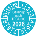 Pr&uuml;fplakette Gereinigt nach TRBA 500 T&uuml;rkis