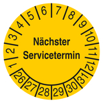 Pr&uuml;fplakette N&auml;chster Servicetermin Gelb