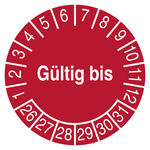 Pr&uuml;fplakette G&uuml;ltig bis Rot