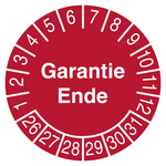 Pr&uuml;fplakette Garantie Ende Rot