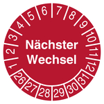 Pr&uuml;fplakette N&auml;chster Wechsel Rot