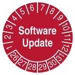 Pr&uuml;fplakette Softwareupdate Rot