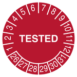 Pr&uuml;fplakette TESTED Rot
