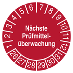 Pr&uuml;fplakette N&auml;chste Pr&uuml;fmittel&uuml;berwachung Rot
