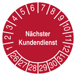 Pr&uuml;fplakette N&auml;chster Kundendienst Rot