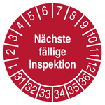 Pr&uuml;fplakette N&auml;chste f&auml;llige Inspektion 2031 Rot Folie &Oslash; 20 mm 500 St&uuml;ck/Rolle