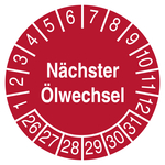 Pr&uuml;fplakette N&auml;chster &Ouml;lwechsel Rot